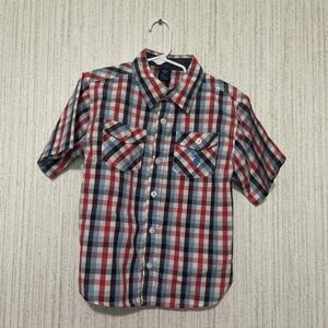 U.S. Polo Assn. Boys Size 7 Blue And Red Plaid Short Sleeve Button Up Shirt
